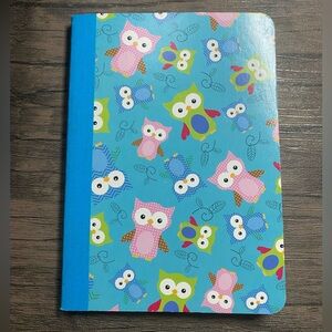 Owl notebook journal blue and multi color NEW